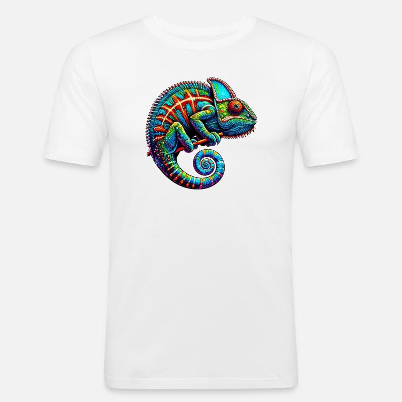 Chamäleon - Männer Slim Fit T-Shirt - Weiß