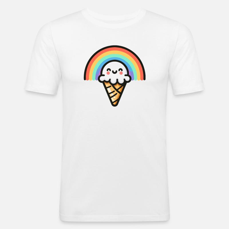 Rainbow Scoop: Der süßeste Bogen - Männer Slim Fit T-Shirt - Weiß