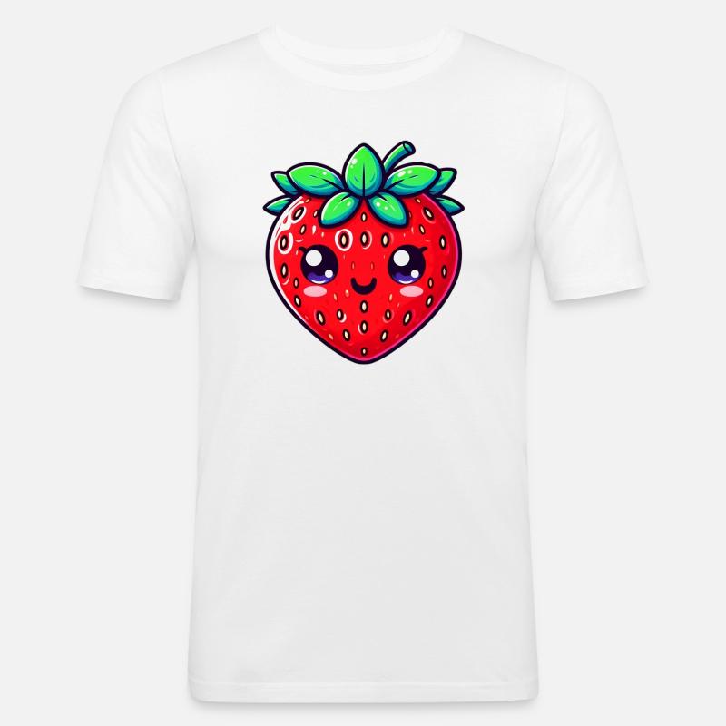 Erdbeer-Erdbeeren - Männer Slim Fit T-Shirt - Weiß