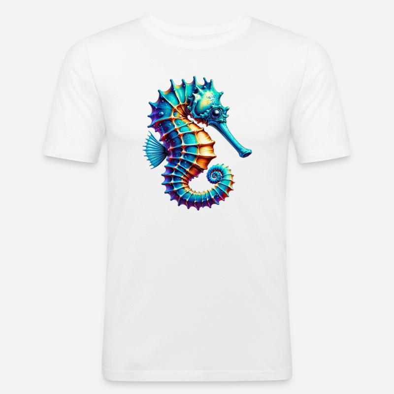Seepferdchen - Männer Slim Fit T-Shirt - Weiß