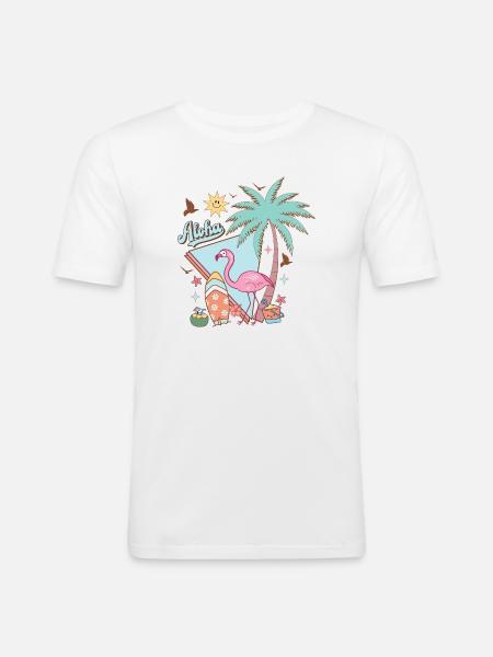 Aloha Été - T-shirt près du corps Homme - blanc