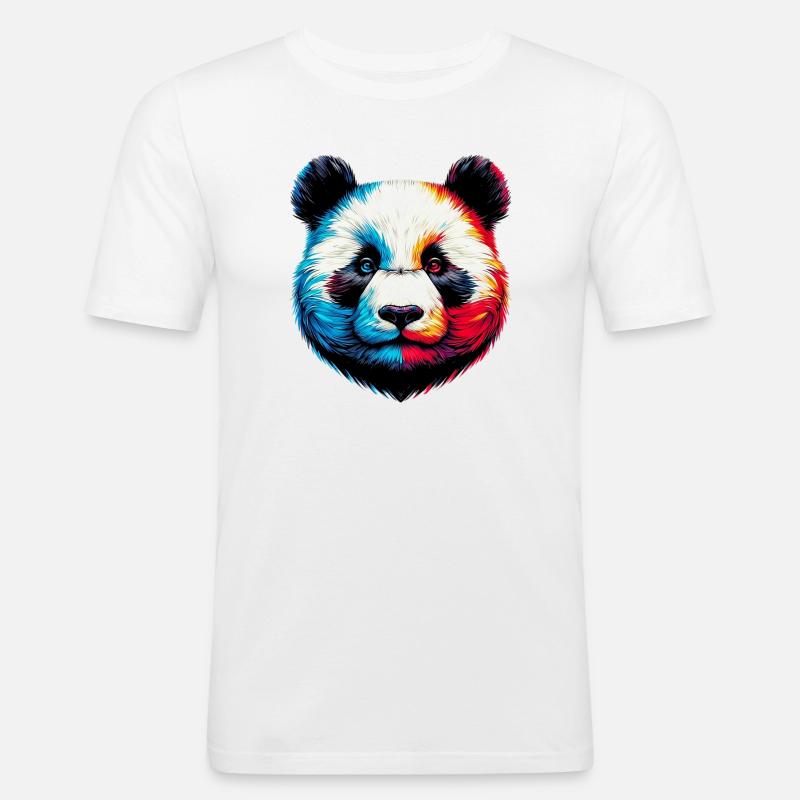 Panda - Männer Slim Fit T-Shirt - Weiß