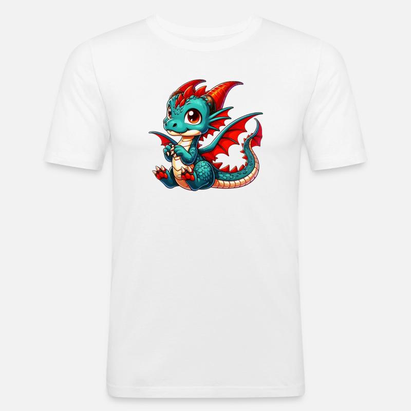 Drache - Männer Slim Fit T-Shirt - Weiß