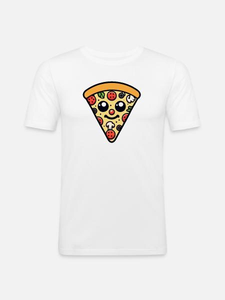 Peppy Pepperoni: The Happy Slice - Men's Slim Fit T-Shirt - white