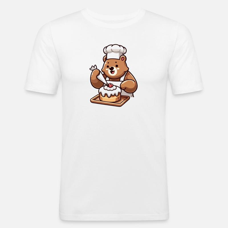 Baker Bear: Der Kuchenbeschwörer - Männer Slim Fit T-Shirt - Weiß
