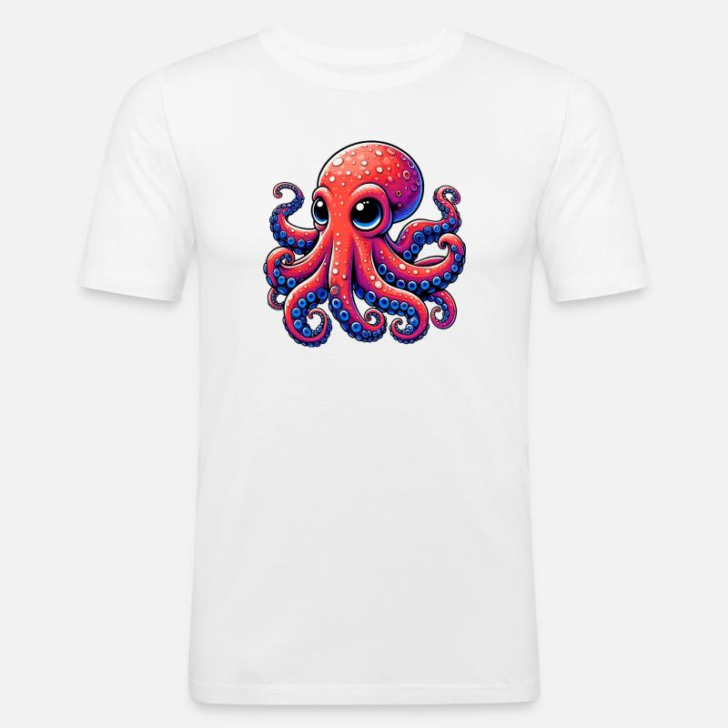 Krake - Männer Slim Fit T-Shirt - Weiß
