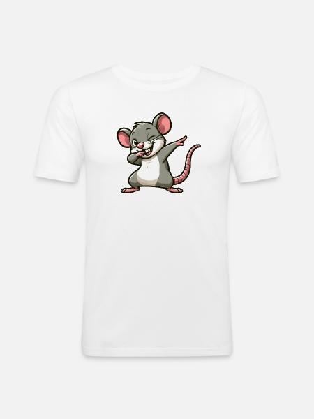 Rotte og mus dabbing tegneserie - Herre Slim Fit T-Shirt - hvid
