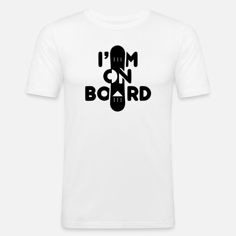 Ich bin an Bord -Snowboard - Männer Slim Fit T-Shirt - Weiß