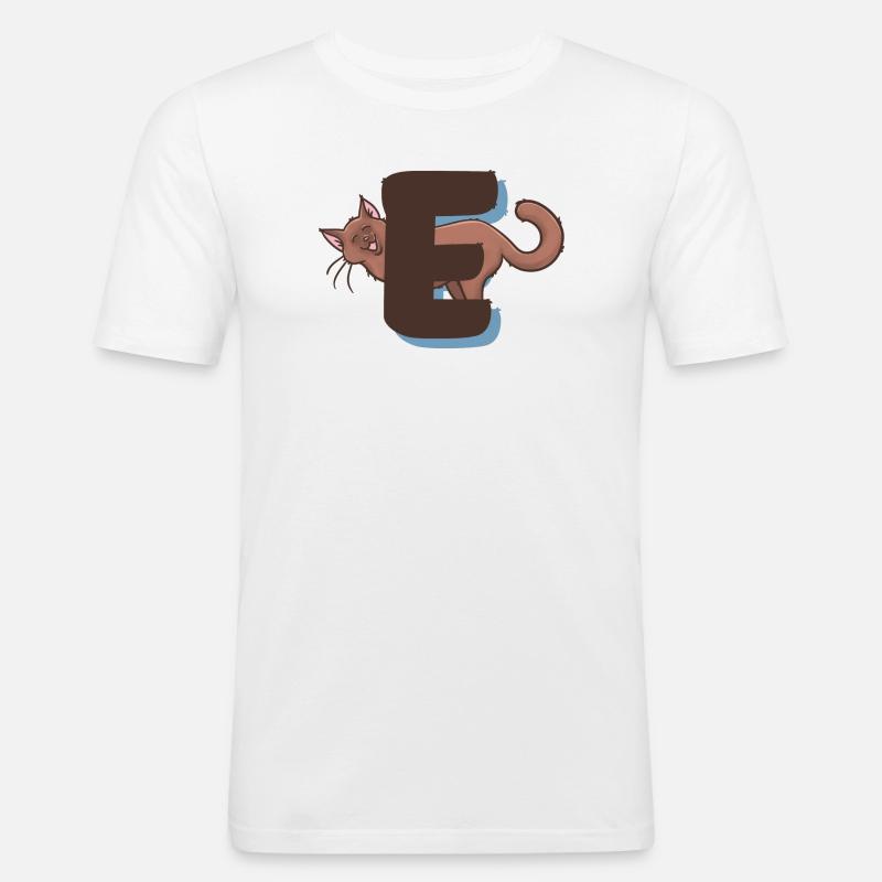 Katze Buchstabe E - Männer Slim Fit T-Shirt - Weiß