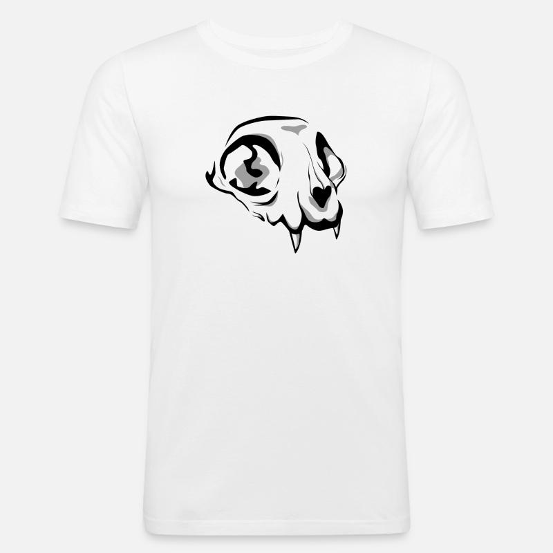 Katzenschädel - Männer Slim Fit T-Shirt - Weiß