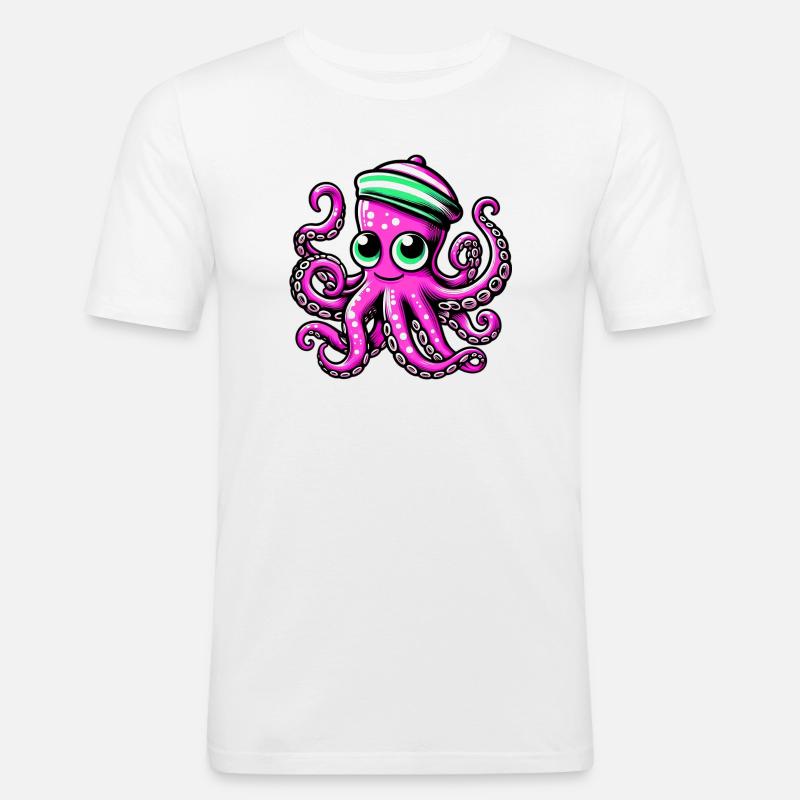 Krake - Männer Slim Fit T-Shirt - Weiß
