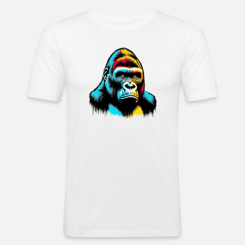 Gorilla - Männer Slim Fit T-Shirt - Weiß