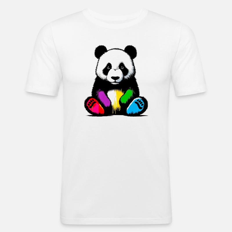 Panda - Männer Slim Fit T-Shirt - Weiß