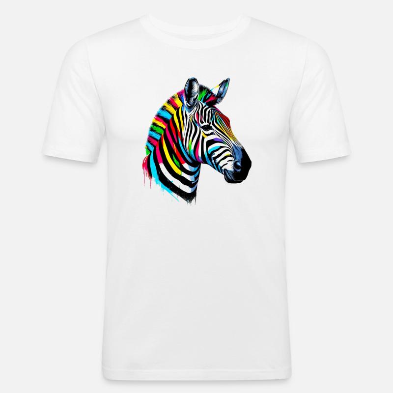 Zebra - Männer Slim Fit T-Shirt - Weiß