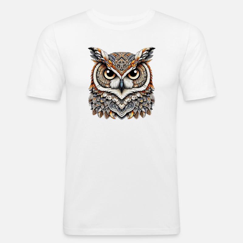 Eule - Männer Slim Fit T-Shirt - Weiß