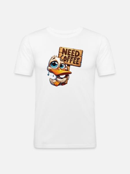 Need Coffee - Brauchte Kaffee - Männer Slim Fit T-Shirt - Weiß