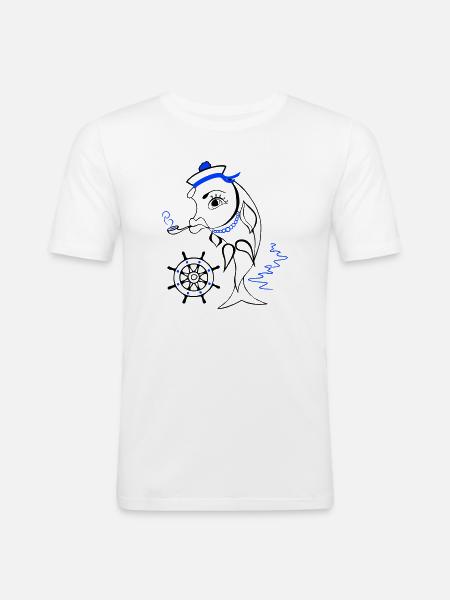 Sailor, Fish, Ahoy - Men's Slim Fit T-Shirt - white