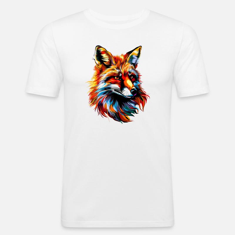 Fox Pop Art Farverige Fox Lover Red Fox Fox Foxes - Herre Slim Fit T-Shirt - hvid