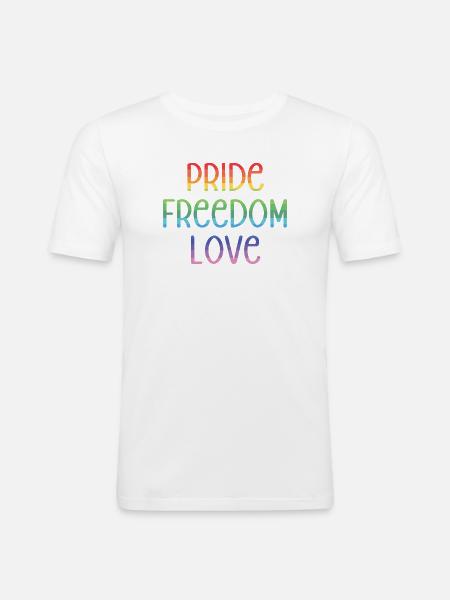 LGBT Pride Month - Peace. Freedom. Love. - Men's Slim Fit T-Shirt - white
