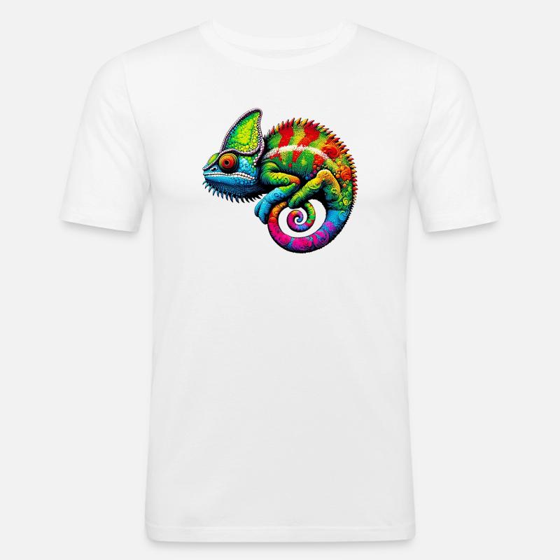 Chamäleon - Männer Slim Fit T-Shirt - Weiß