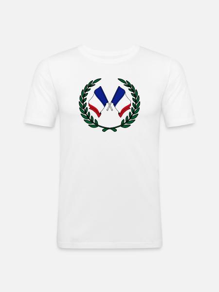 Flags France in laurel wreath - Men's Slim Fit T-Shirt - white