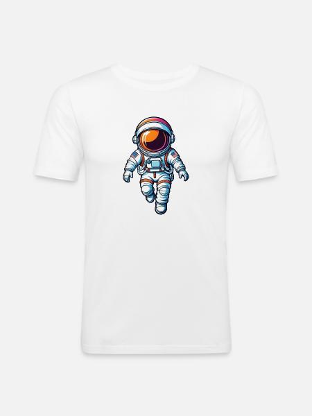 Bunter Cartoon-Astronaut - Männer Slim Fit T-Shirt - Weiß