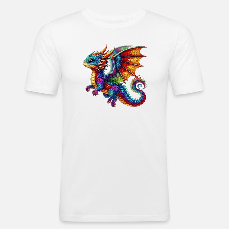 Drache - Männer Slim Fit T-Shirt - Weiß