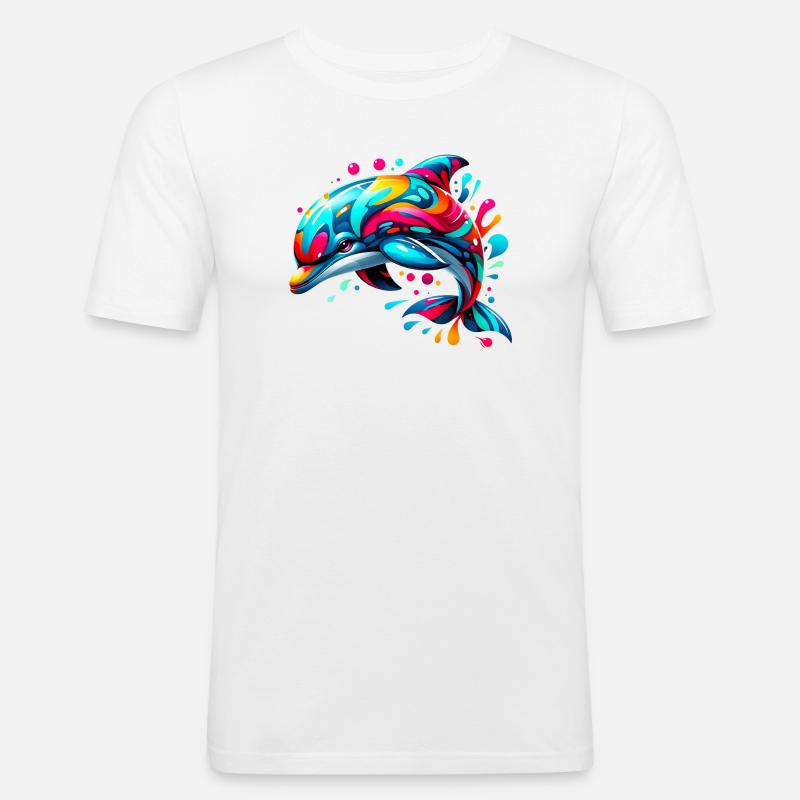 Delfin - Männer Slim Fit T-Shirt - Weiß