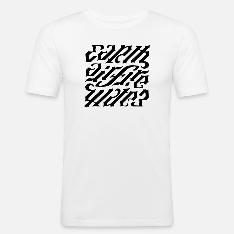 Ambigramm - earth-air-fire - Männer Slim Fit T-Shirt - Weiß
