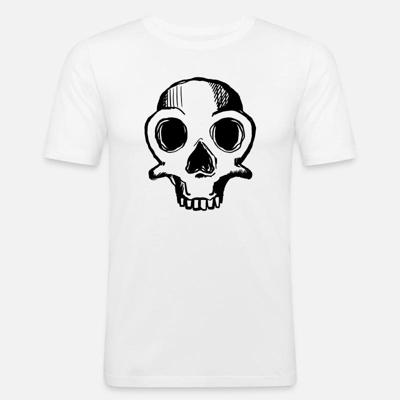 skull 1c - Männer Slim Fit T-Shirt - Weiß