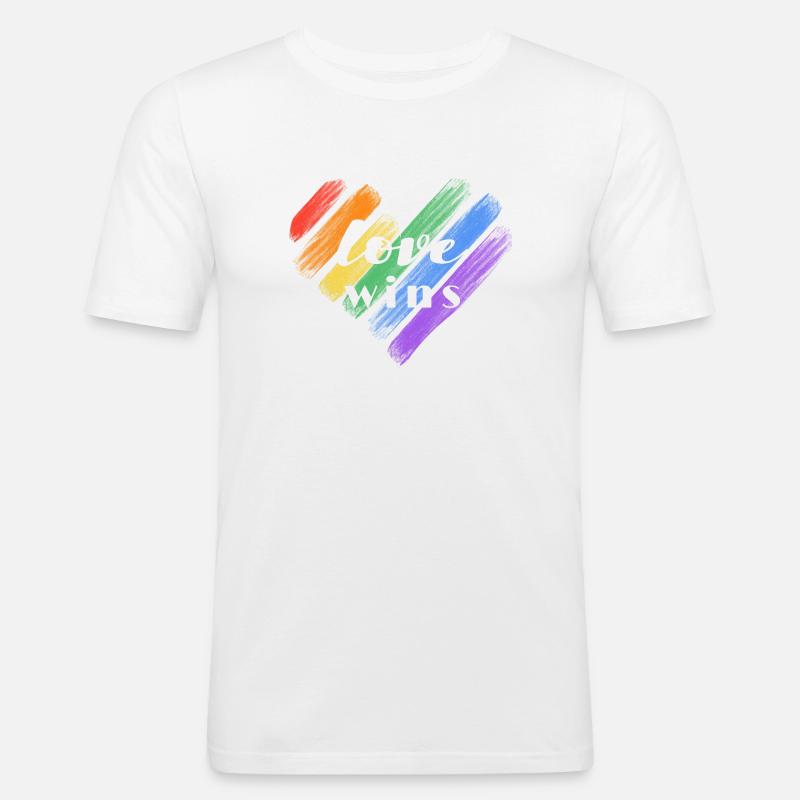 Liebe gewinnt – Regenbogenfarben - Männer Slim Fit T-Shirt - Weiß