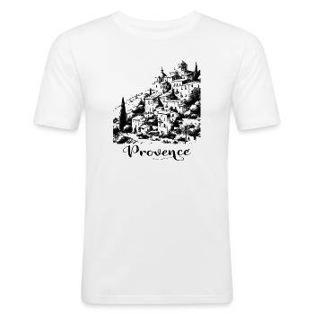 Provence - Männer Slim Fit T-Shirt - Weiß - Vorne - Nik (191cm)