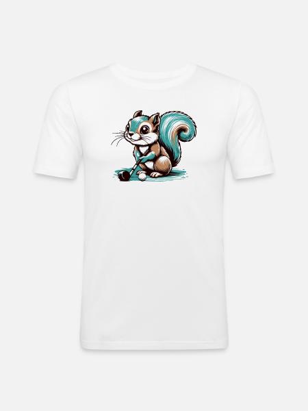Cute cartoon squirrel playing golf - Men's Slim Fit T-Shirt - white