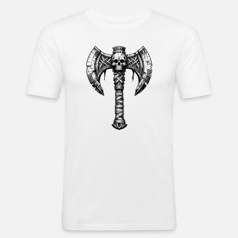 Axe throwing axe skull design - Men's Slim Fit T-Shirt - white