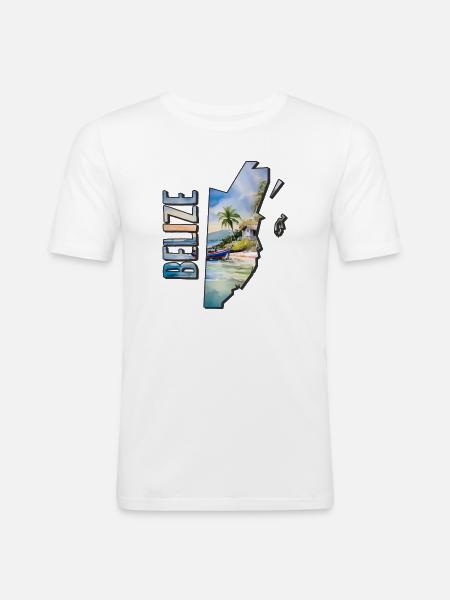 Carte à l’aquarelle Belize - T-shirt près du corps Homme - blanc