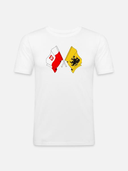 Flag Poland, Pomerania - Men's Slim Fit T-Shirt - white