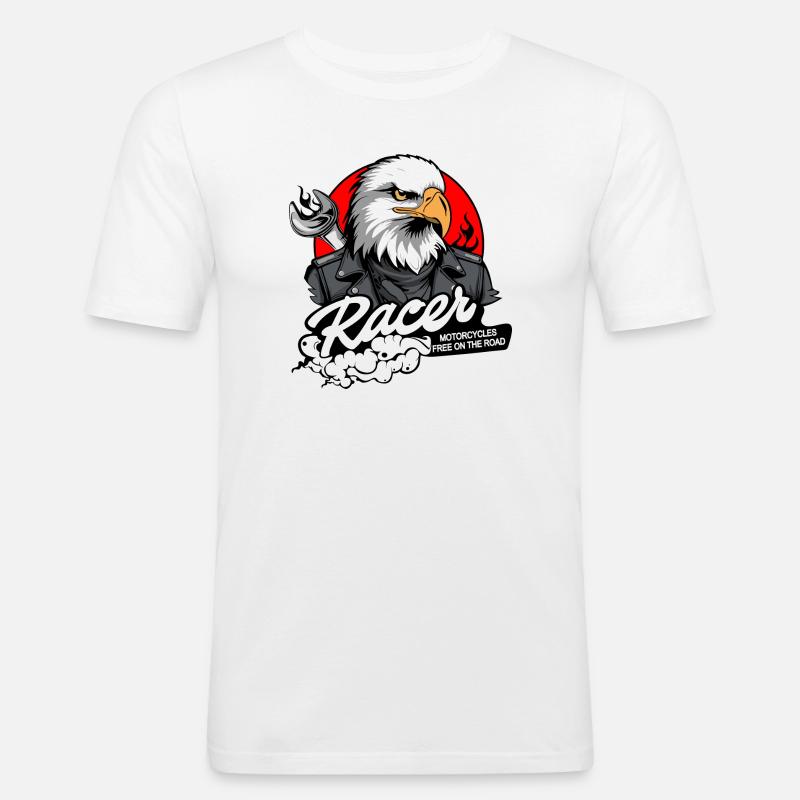 BIKER EAGLE - Männer Slim Fit T-Shirt - Weiß