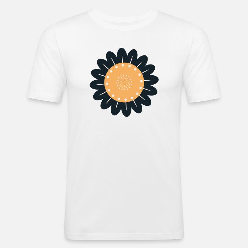 Schwarze & orangefarbene Blume - Männer Slim Fit T-Shirt - Weiß