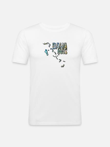 Carte à l’aquarelle Bahamas - T-shirt près du corps Homme - blanc