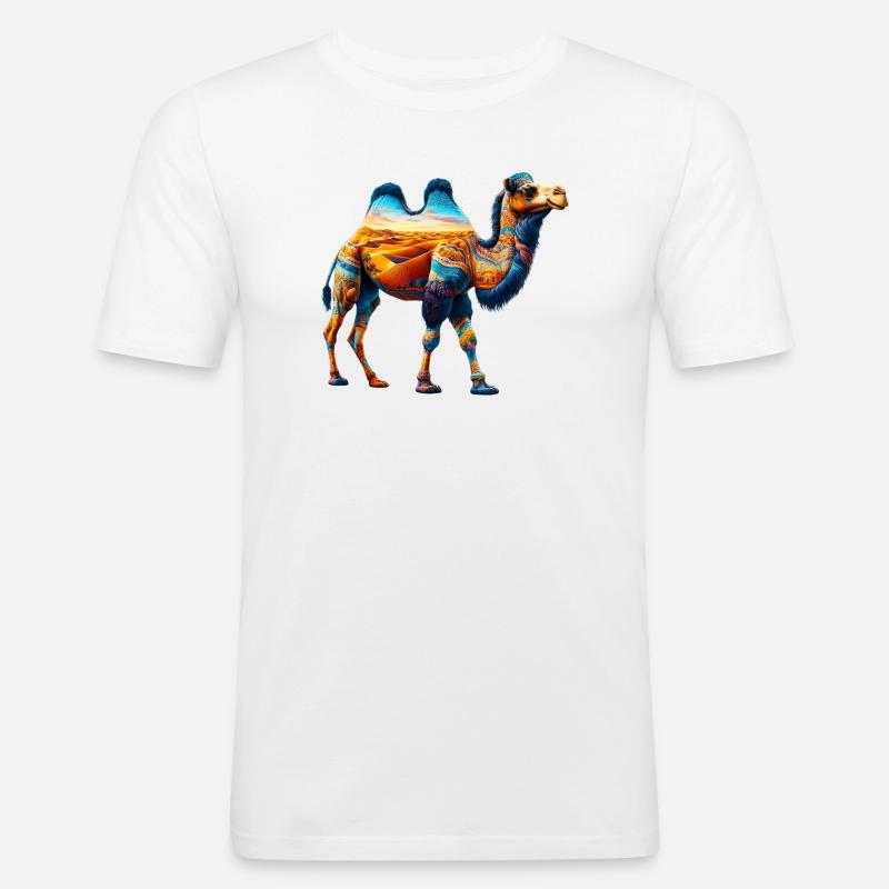 Kamel - Slim Fit T-shirt herr - vit