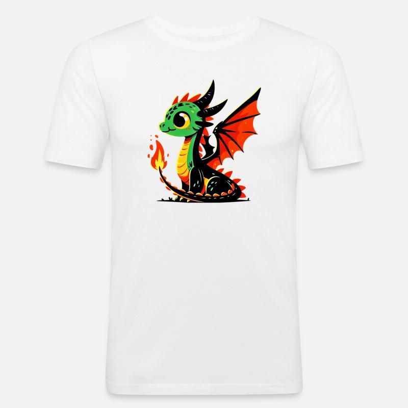 Drache - Männer Slim Fit T-Shirt - Weiß