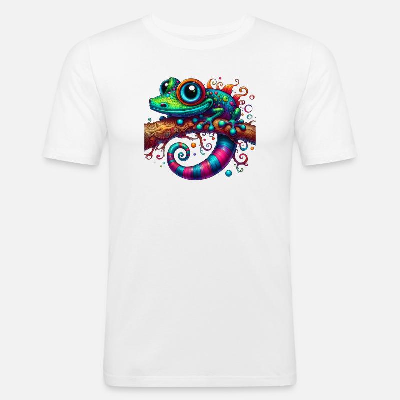 Gecko - Männer Slim Fit T-Shirt - Weiß