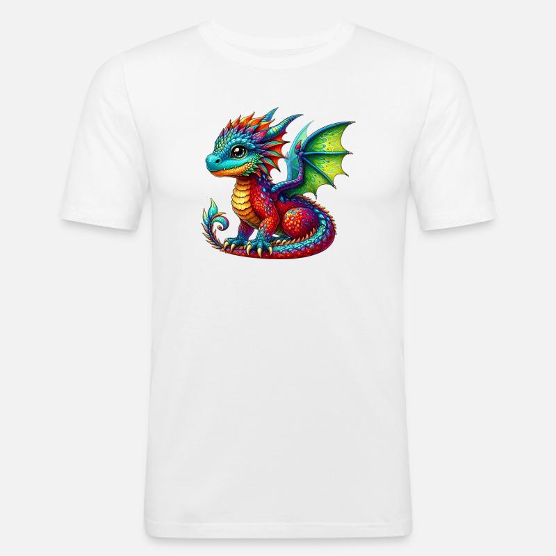Drache - Männer Slim Fit T-Shirt - Weiß
