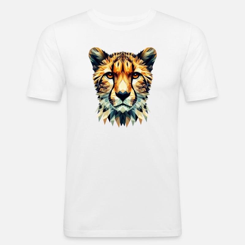 Polygonaler Gepard - Männer Slim Fit T-Shirt - Weiß