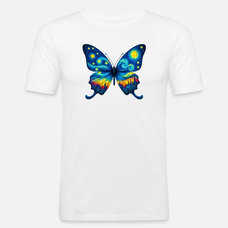 Schmetterling - Männer Slim Fit T-Shirt - Weiß
