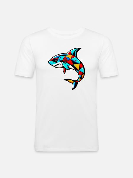 Harlequin shark - Men's Slim Fit T-Shirt - white