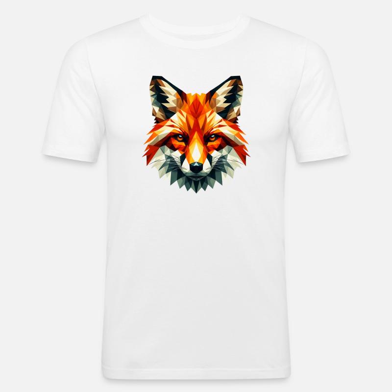 Polygonal Fox - Men's Slim Fit T-Shirt - white