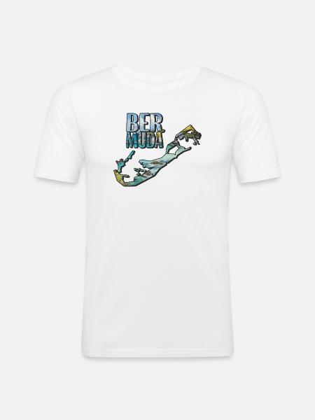Carte aquarelle Bermudes - T-shirt près du corps Homme - blanc