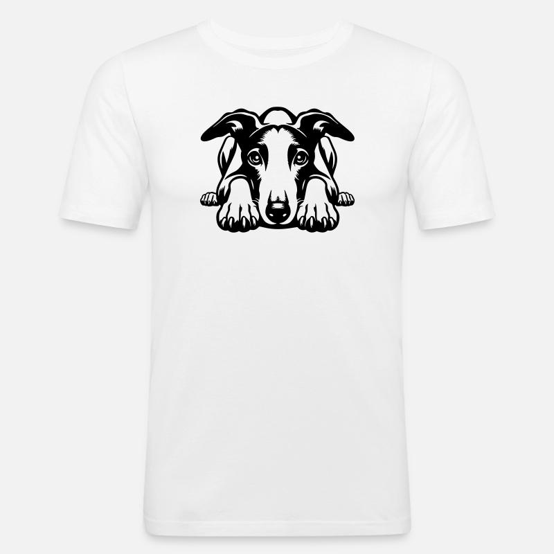Whippet Kopf mit Pfoten - Männer Slim Fit T-Shirt - Weiß
