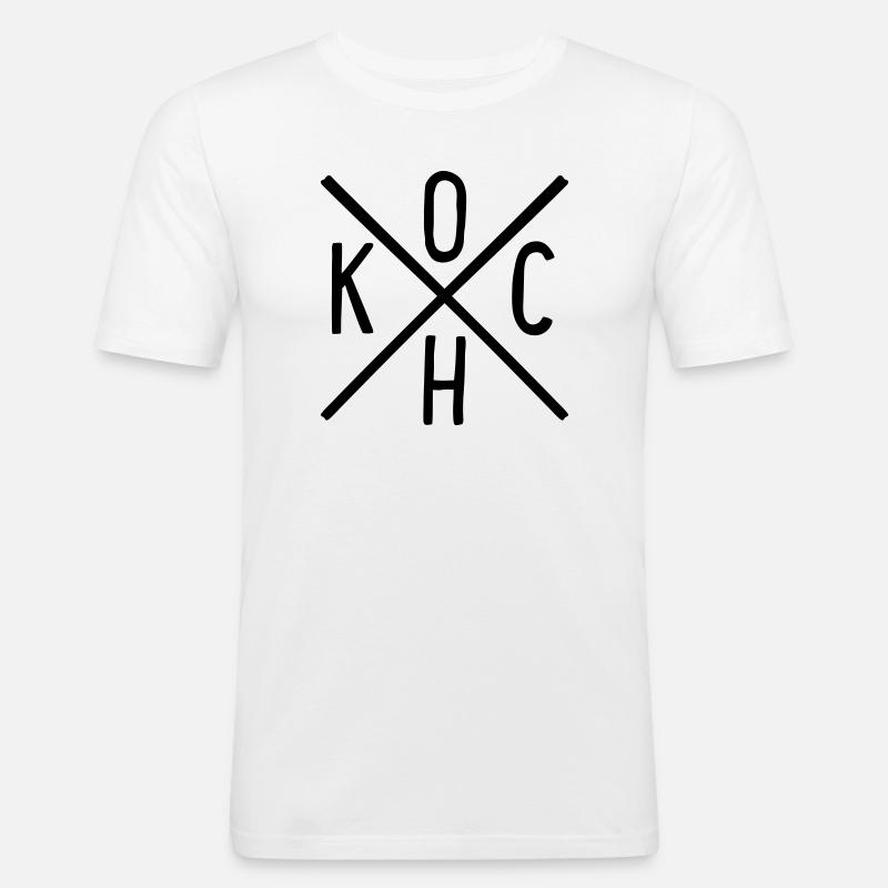 Koch - Männer Slim Fit T-Shirt - Weiß